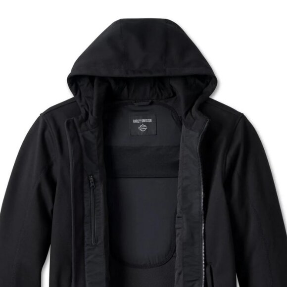 Harley-Davidson Size M Men's Deflector Hooded Riding Fleece Jacket, Black - Picture 10 of 13